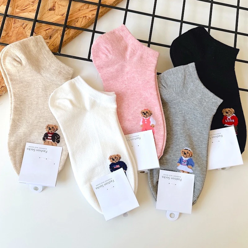 Elegant Cartoon Lady Bear Women's Harajuku Style Cute Cotton Socks - Novelty Breathable Sox