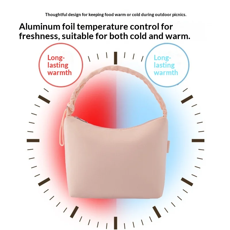 Simple Cloud Drawstring Meal Box Bag Handheld Insulated Lunch Bag With Thick Aluminum Foil For Work Commute And Portable Picnic