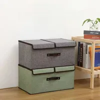 Storage Box Cotton Fabric Foldable Lid With Cover Storage Box Clothing Underwear Socks Storages Children'S Toys Storage Box 1