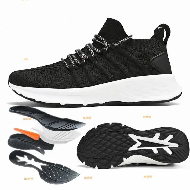 Lässige Sport-Laufschuhe für Herren, Sommer, neues Netzgesicht, vielseitige, rutschfeste, ganz schwarze, trendige Sneakers aus dem Festlandchina