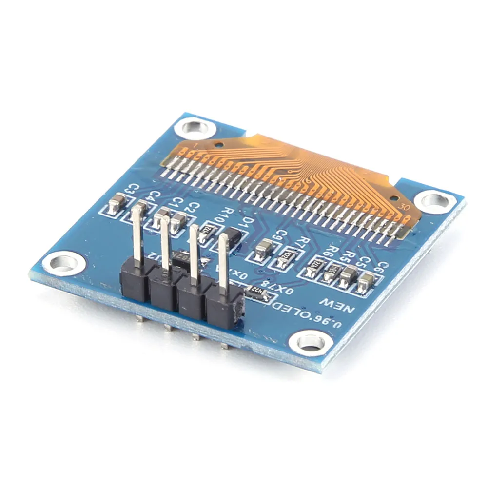 0.96인치 직렬 포트 스크린 모듈 4핀 IIC 3.3-5V SSD1315 드라이브 Arduino/Raspberry Pi/BBC용 흰색/파란색/노란색 파란색 디스플레이