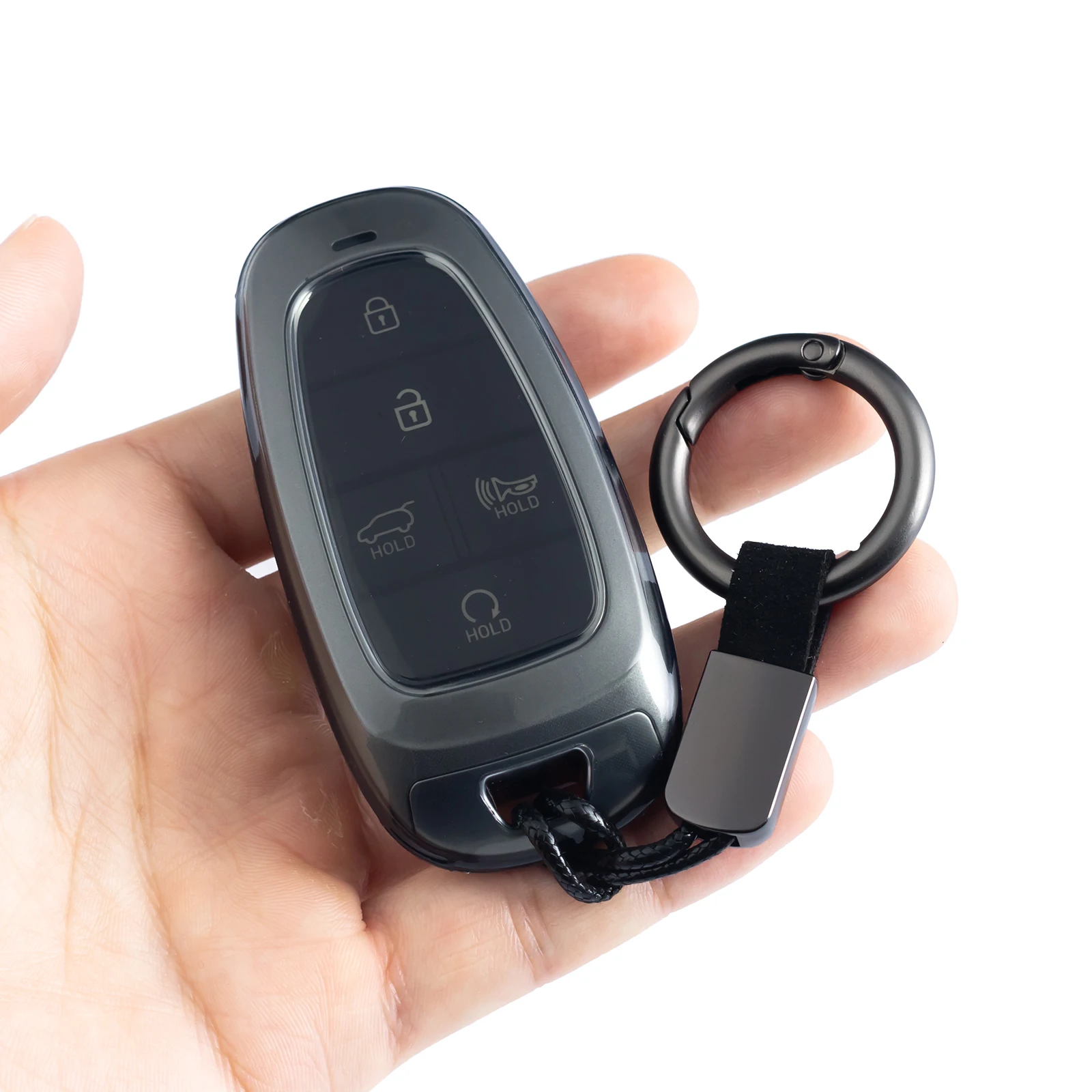 Sleek Black Transparent Car Key Fob Case with Keychain Ring
