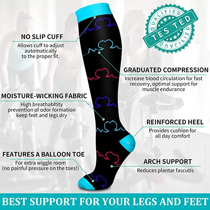 Compression Socks Women Medical Nursing Socks Varicose Veins Nurse Compression For Sport 3/6 Pairs soccer socks