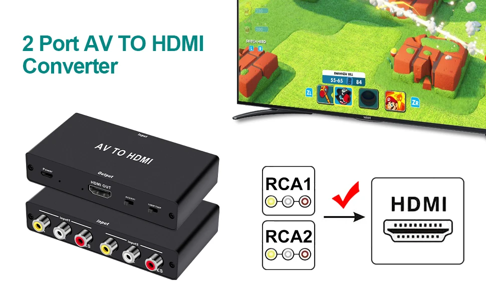RCA to HDMI Converter AV to HDMI Converter Adapter