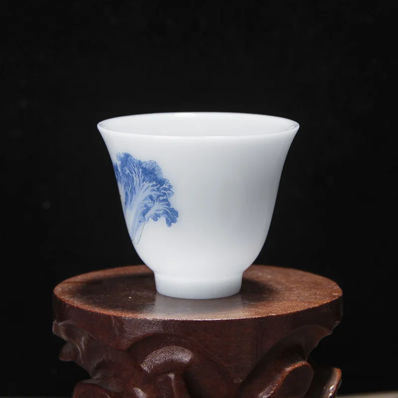 75ml Yangzhi Jade Ceramic Tea Cup Household Chinese Style Tea Cup Underglaze Colored Kung Fu Tea Set Drinking Utensils
