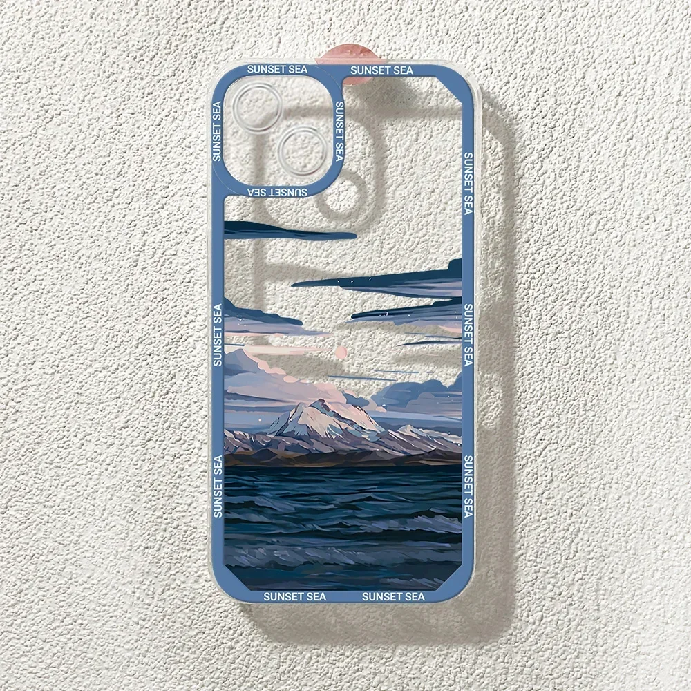 Aesthetic Anime Landscape Transparent Phone Case - Soft, Scenic Design Cover