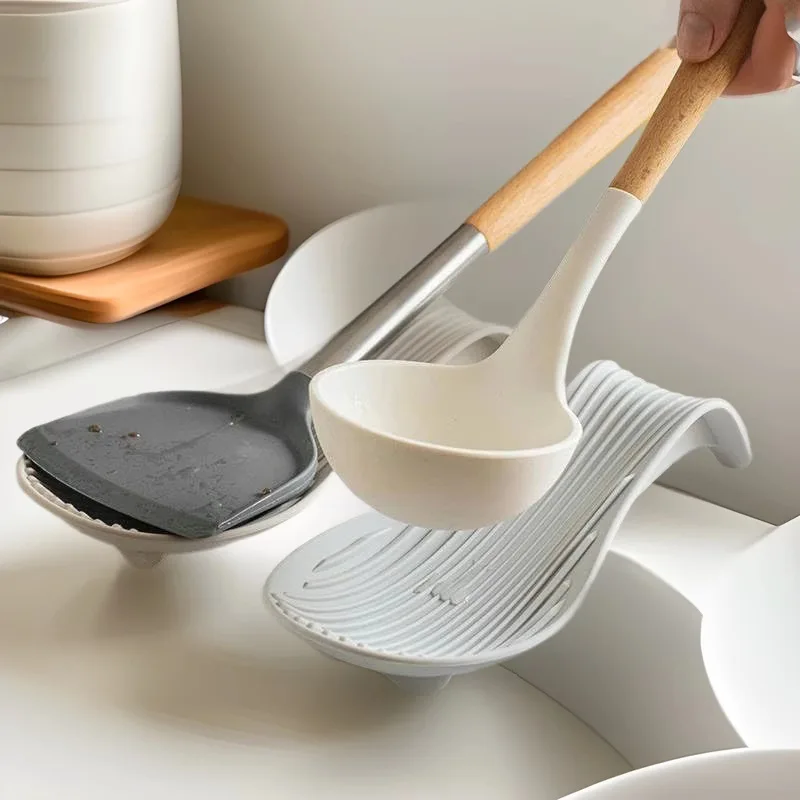 Silicone Kitchenware Tray Kitchen Spatula Soup Spoon Silicone Spoon Holder Household Thick Insulated Spoon Pad