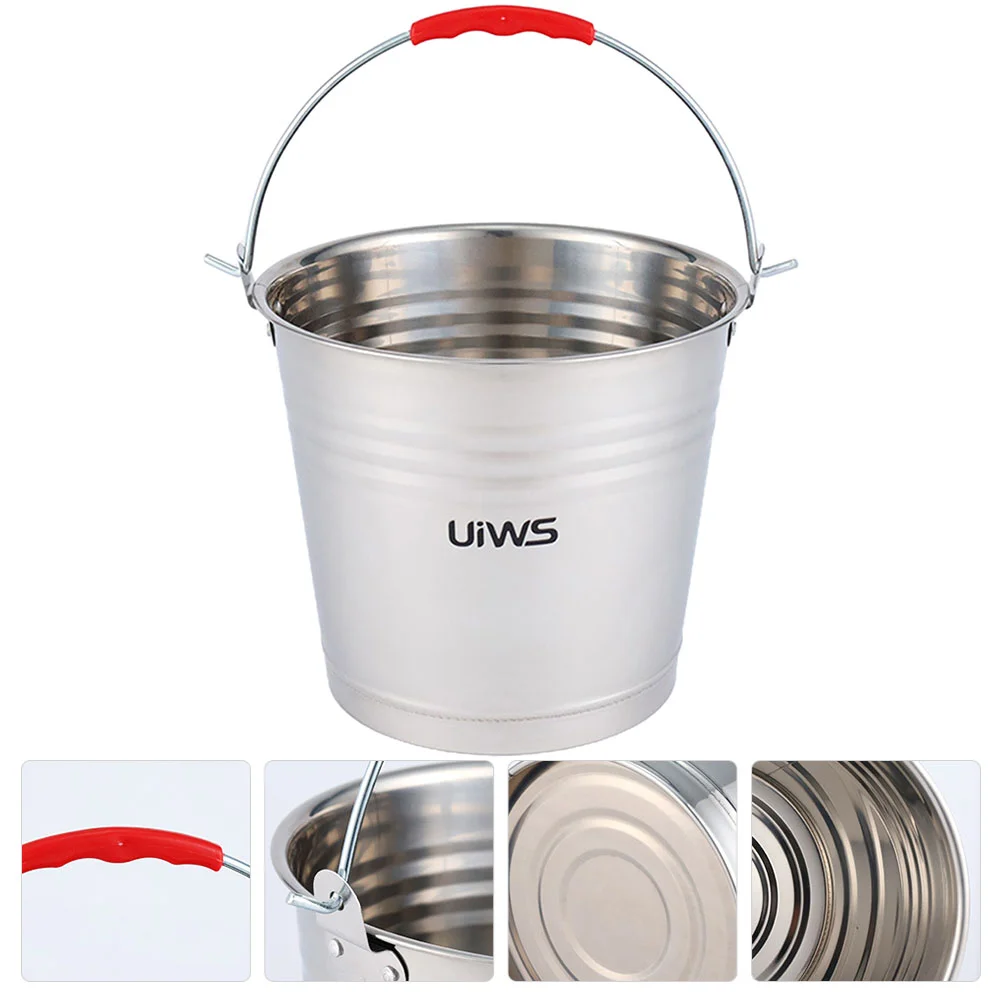 Stainless Steel Bucket Multifunctional with Handle Multipurpose Milk Trash Bin Beverage Thickened Storage Plastic