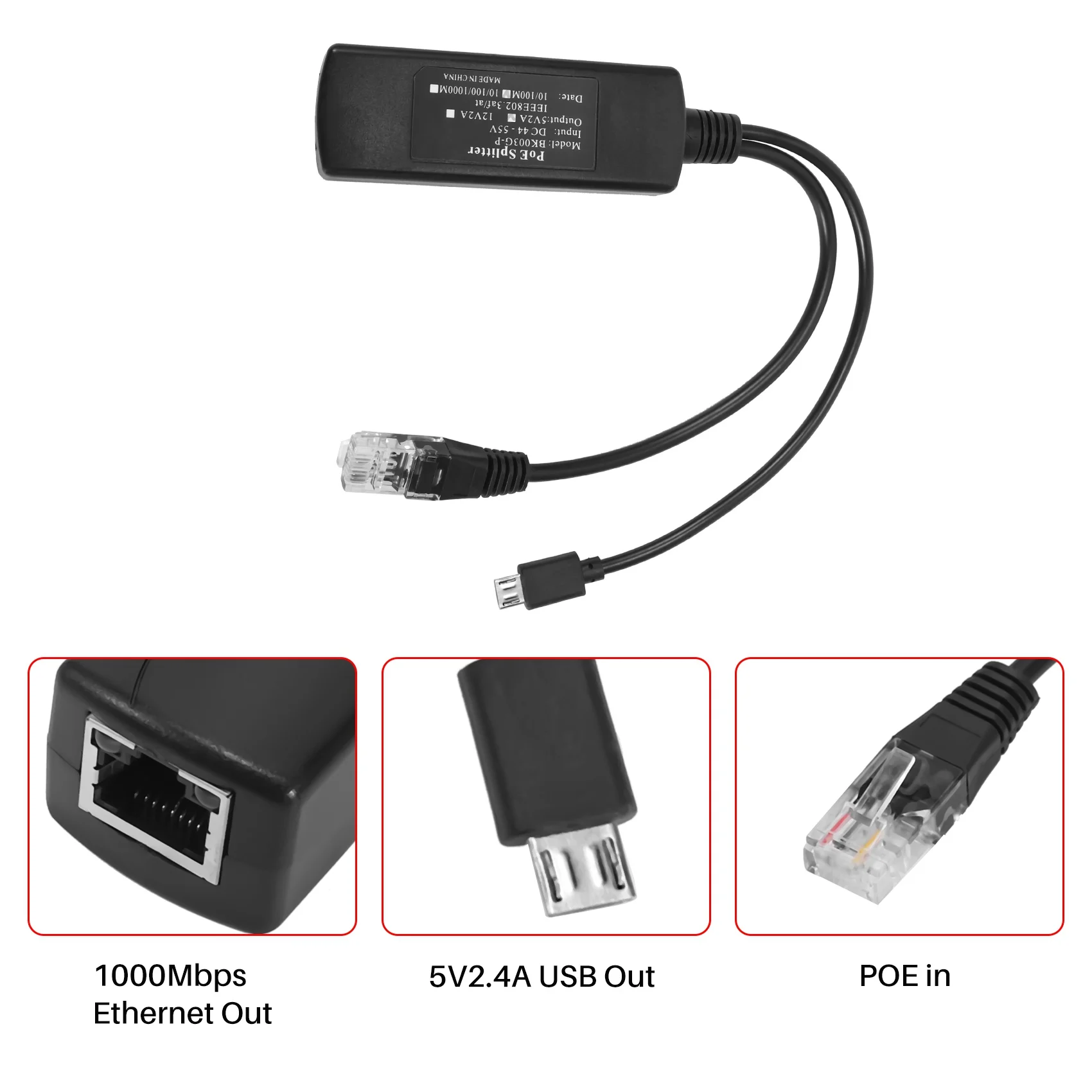 POE 전원 공급 장치 모듈, 표준 절연 스플리터, USB 인터페이스 스플리터, 48V  5V2.4A