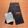 Vintage Clothing Multi-pocket Letter Jeans Y2k Hip Hop Pant Sets Black High Waisted Wide Leg Pants Cargo Streetwear Sweatpants 1