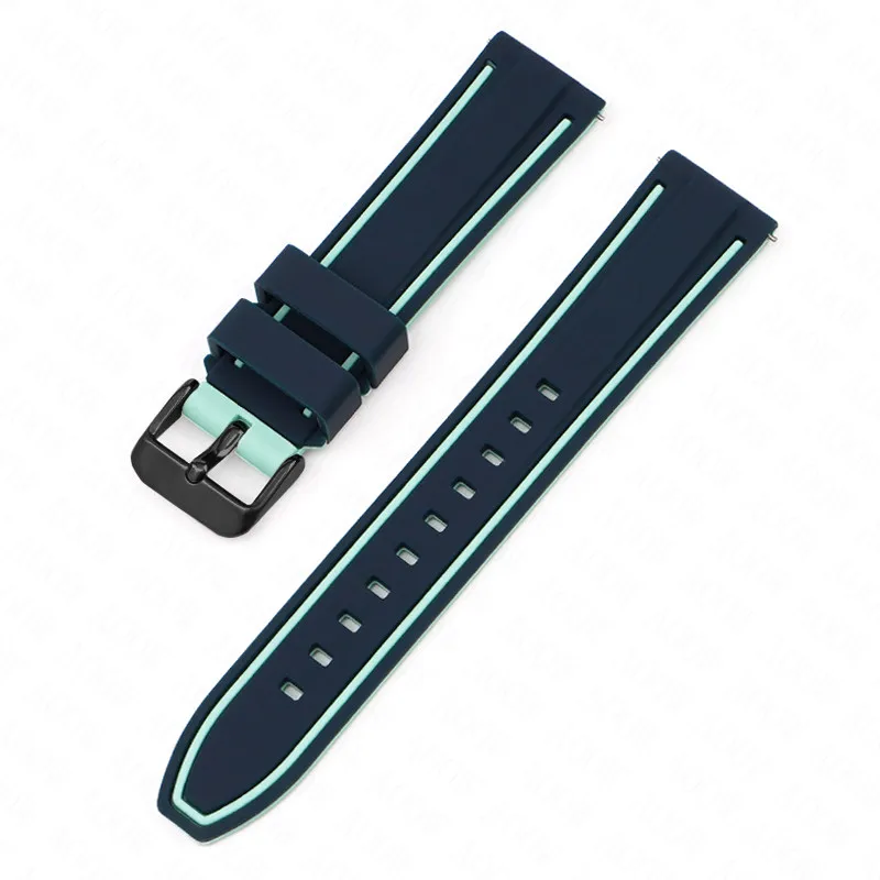 Universal Double Color Waterproof Sport Silicone Watch Strap, Quick Release Rubber Band, Unisex Bracelet