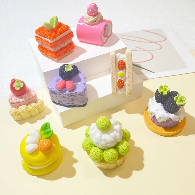 Mini Artificial Fruit Cake Dessert Miniature Model Simulation Cake Decoration Photo Prop Display Gift Car Doll House Ornaments 2