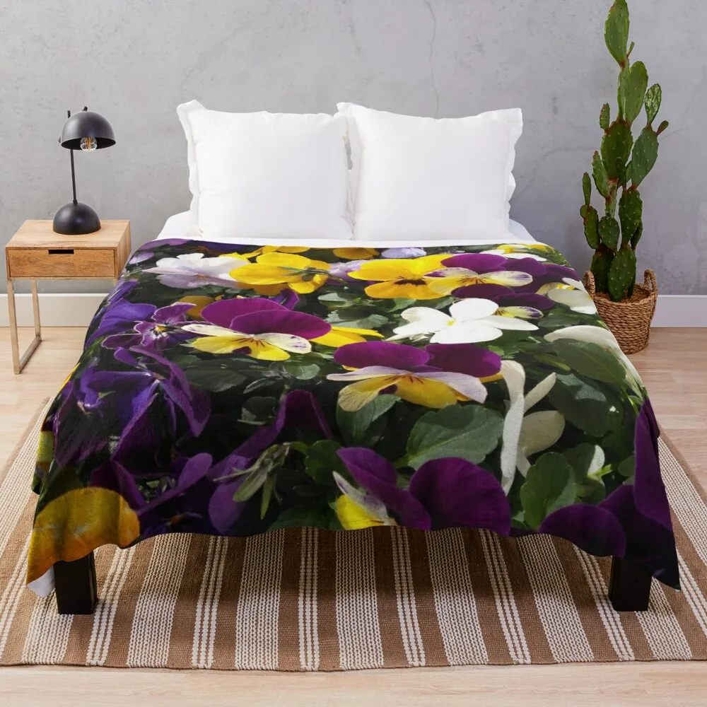 

Winter Pansies in SpringThrow Blanket Fleece Blanket Brand Blankets