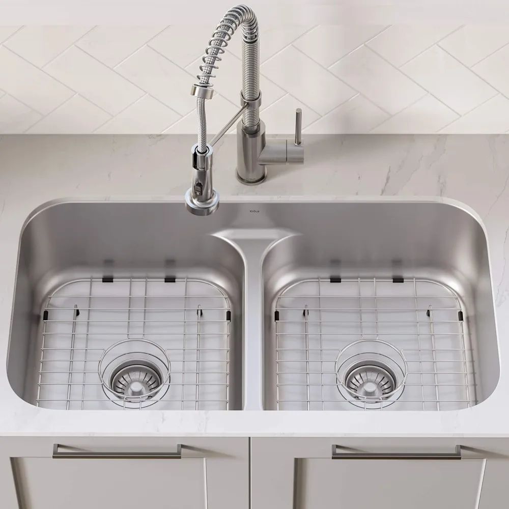 Kitchen Combo Set with 33-inch 16 Gauge Undermount Kitchen Sink and Bolden 18-inch Pull-Down Commercial Style Kitchen Faucet 2