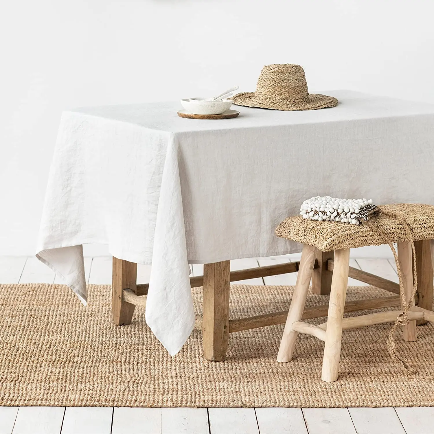 100% Pure Linen Tablecloth Natural Fabric for Kitchen Dining Room Party Holiday Tabletop Decoration Solid Color Table Cover 4