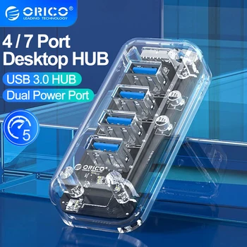 ORICO USB 허브 3.0, 4 포트 분배기, USB 허브 어댑터, 확장 도크, 초슬림 OTG 어댑터, 맥북 프로 PC 액세서리