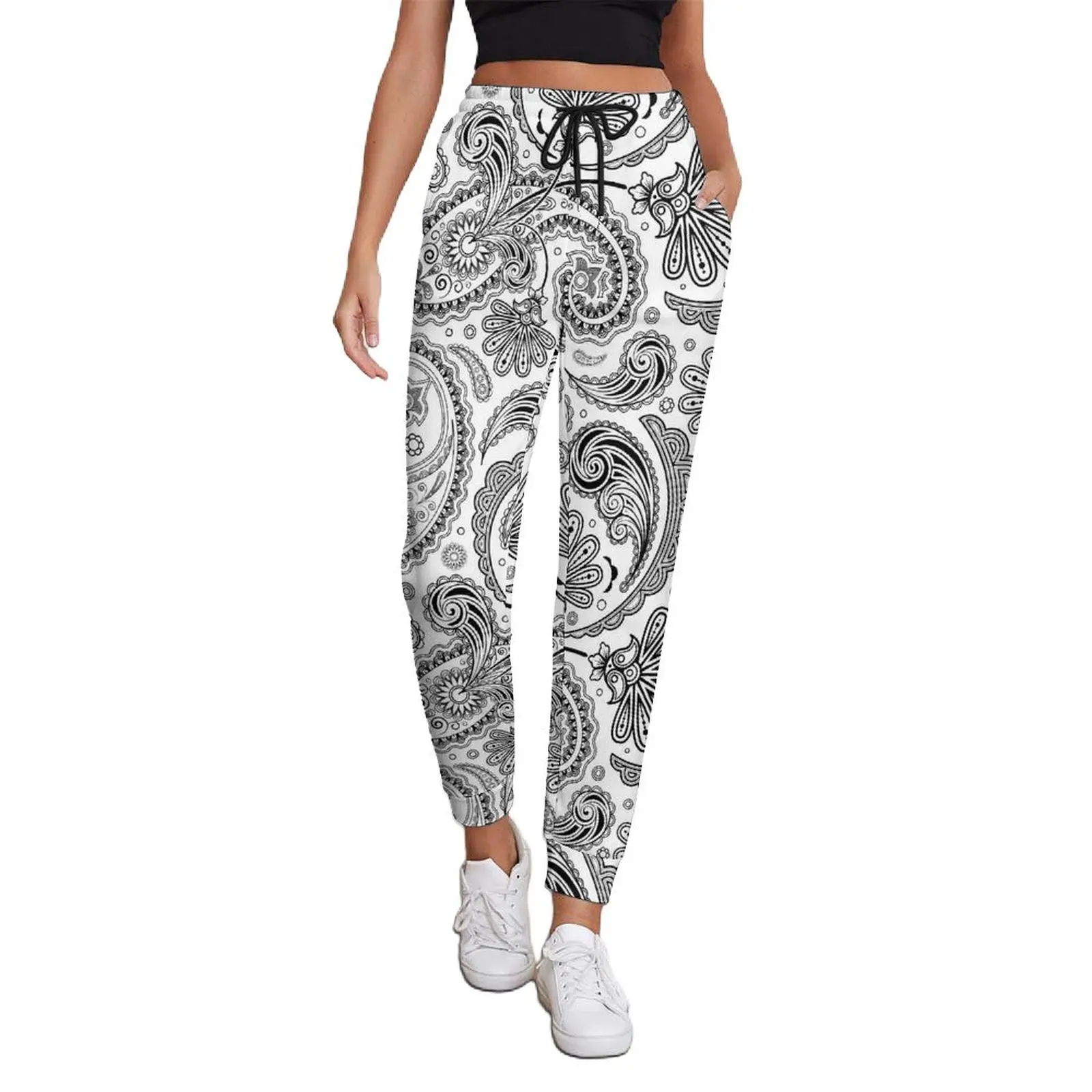 

Брюки женские оверсайз в винтажном стиле, уличная одежда, джоггеры с принтом пейсли, современные, на осень, идея для подарка