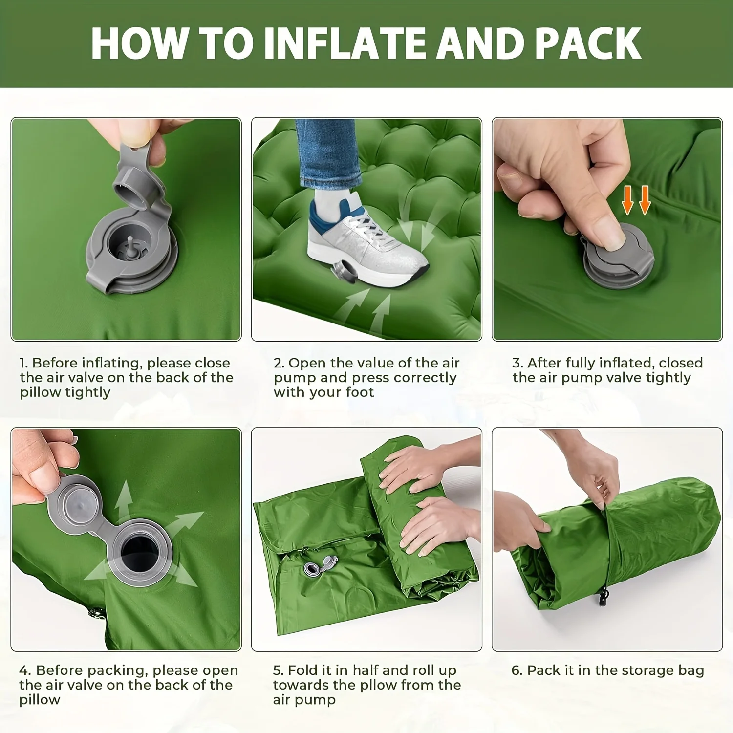 Outdoor camping super thick 4-inch inflatable sleeping mat 4
