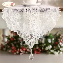 Chemin de Table en dentelle blanche Rose coréenne, décoration de mariage transparente avec pendentif en cristal 