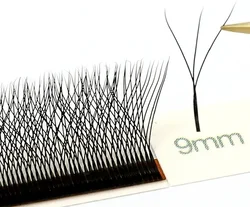 Premium 3D W Shaped Soft Brown Lash Extensions - Wholesale Natural Makeup Easy Fan Y Clusters, Private Label - MIX 8 - 15 (Black)