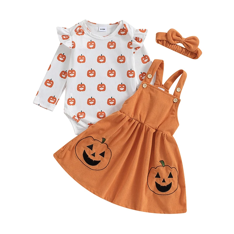 

Baby Girls First Halloween Outfit Pumpkin Ghost Dress up Costume Long Sleeve Tutu Dress Fancy Dress Up Party Outfit Set