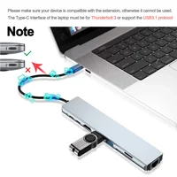 8 In 1 Type C 3.1 Hub USB C to RJ45 USB 3.0 4K HDMI-Compatible SD/TF Card Reader USB-C PD Fast Charge Splitter for MacBook Pro - Image 6