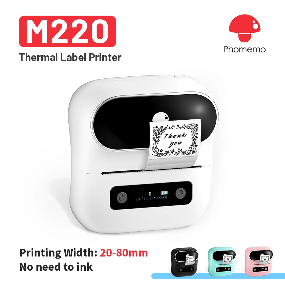 Phomemo M220 Label Printer Label Maker Machine 80mm Thermal Self-adhesive  Labels Printer For Mobile Bluetooth Labeling Machine - AliExpress