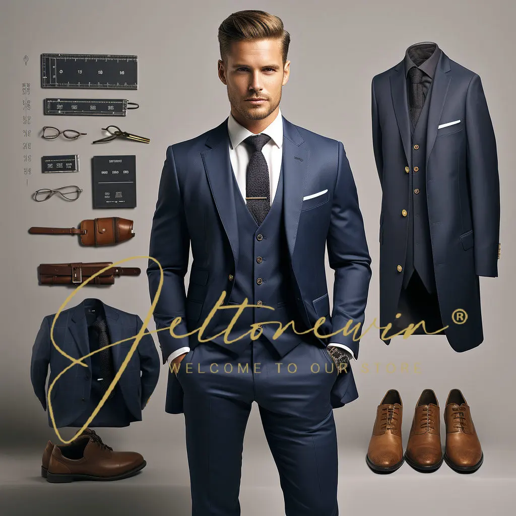 

Элегантные мужские костюмы, облегающие костюмы из 3 предметов с пиковым отворотом, официальные свадебные смокинги, Блейзер, брюки, мужские костюмы