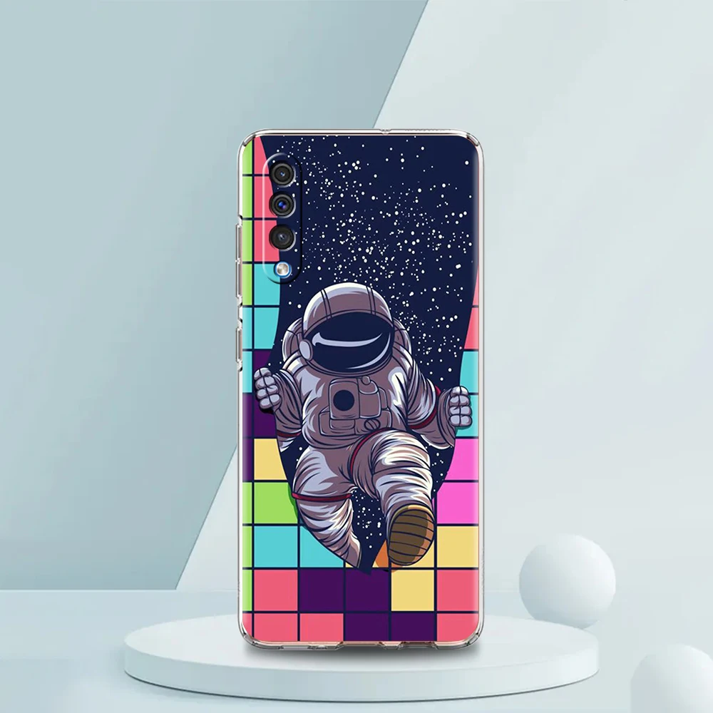 Cartoon Astronaut Space-Themed Transparent Phone Case Cover