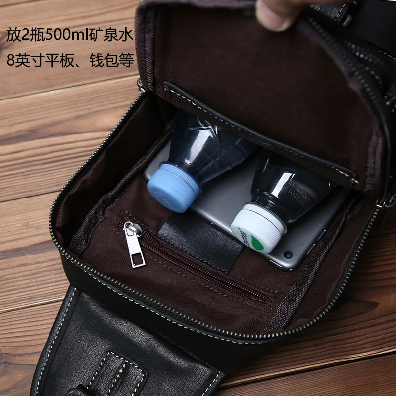 New Genuine Leather Men's Chest Bag Handmade Top Layer Cowhide Messenger Bag Large Capacity Shoulder Bag Trendy Men's Bag NZPJ