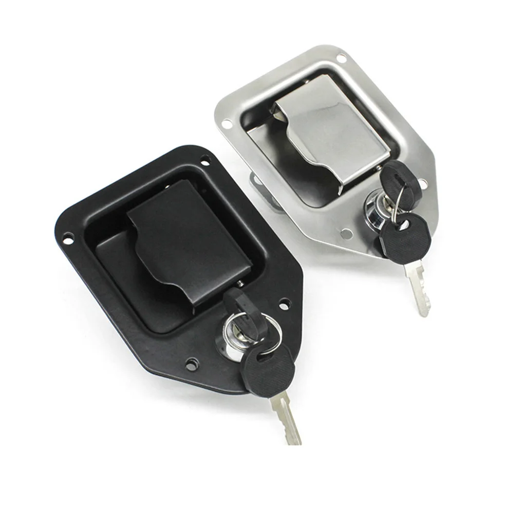 RV Toolbox Handle Latch Rv Motorhome Accessories Lock Stainless Steel Paddle Lock For Trailer Door Black Silver