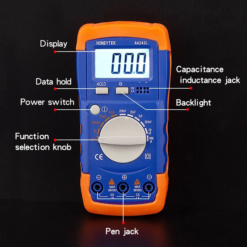 A6243L Digital LC Meter Multimeter Professional Capacitor Tester Automotive Inductance Capacitance Meter Tester Analog 5