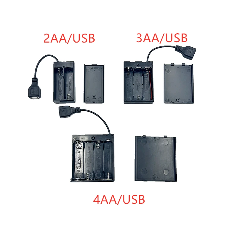 Caja de almacenamiento portátil para tira de luz LED, caja de almacenamiento con soporte de batería AA, fuente de alimentación USB, Mini 2, 3, 4, 6, 8 x