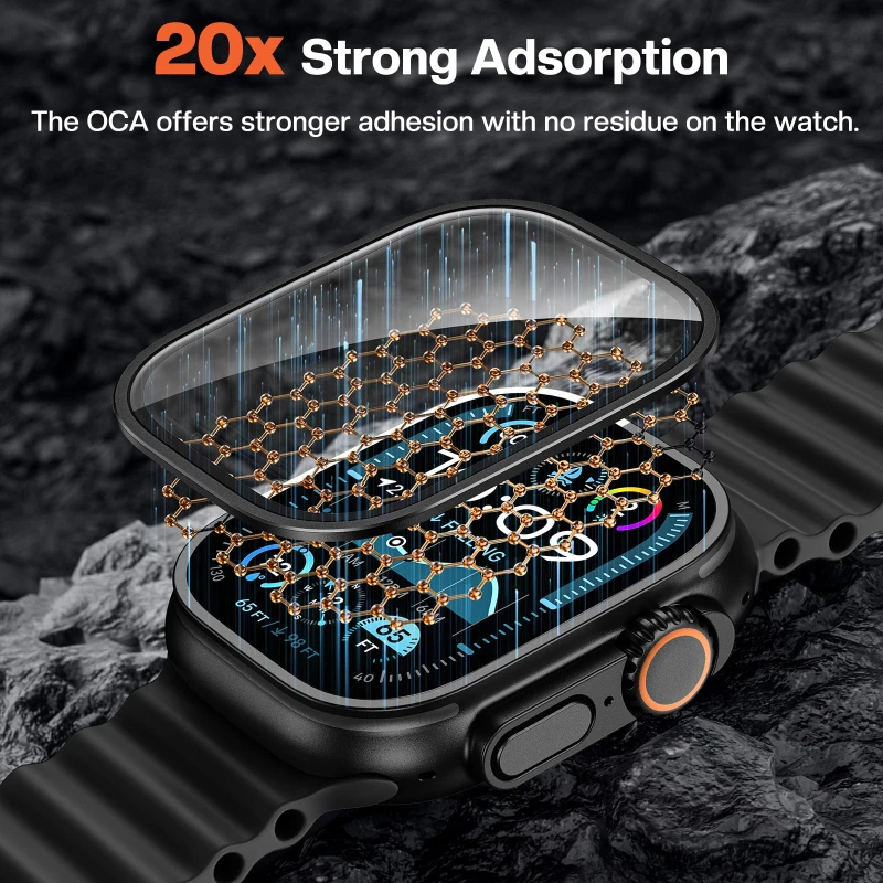 Premium Tempered Glass Screen Protector with Metal Bumper for 49mm Smartwatch - 2 Pack, Anti-Scratch HD Film