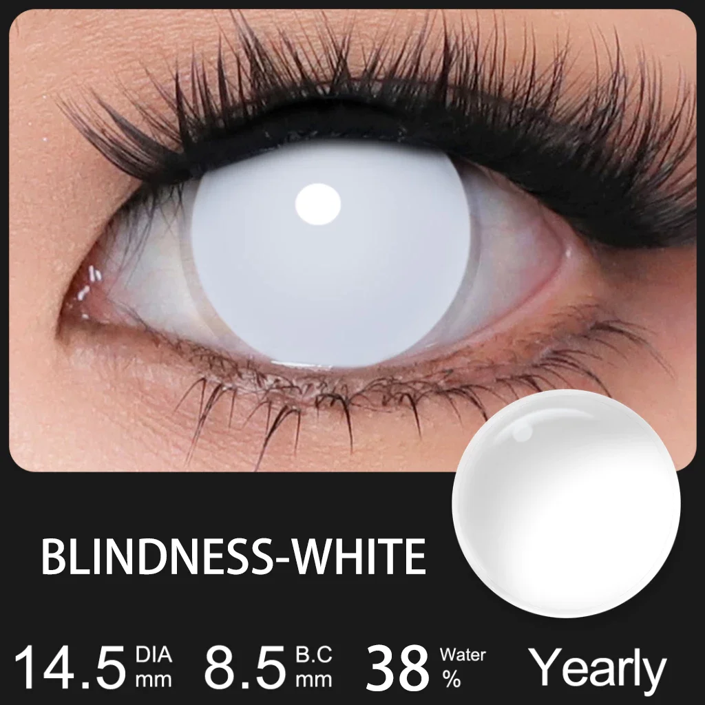 Vibrant Black and White Cosplay Contact Lenses - Colored Anime Eye Makeup for Halloween Accessories