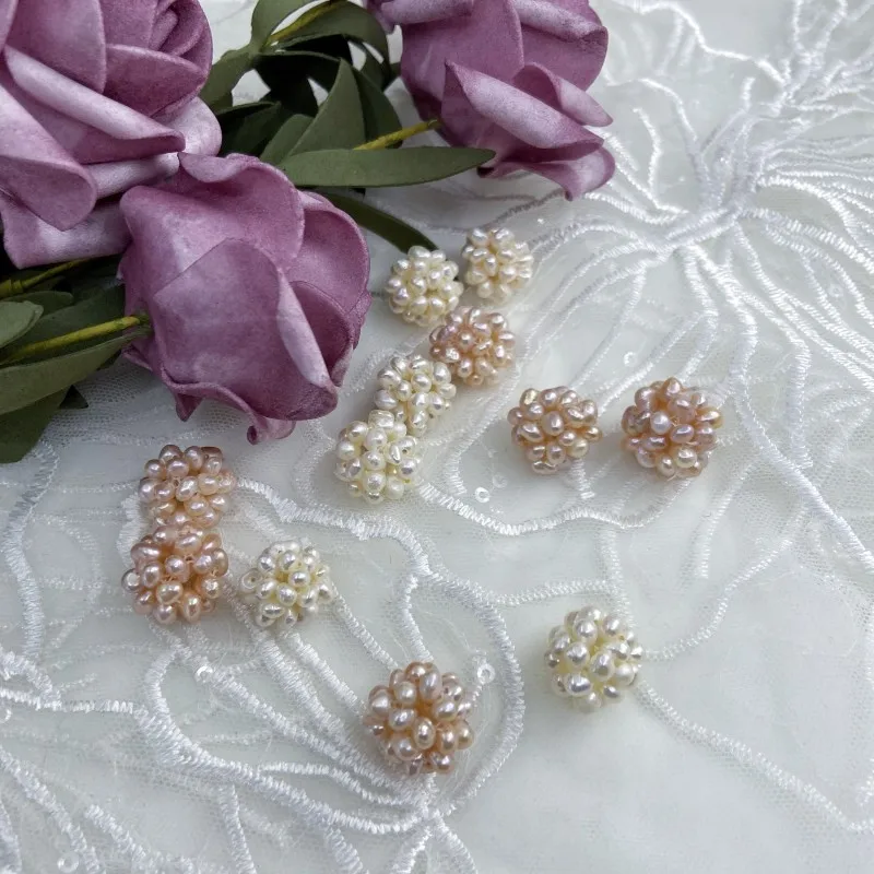 5PCS 15-16mm Pearl Ball Cluster Handmade Freshwater Pearls Loose Beads For Jewelry Making Earrings Brooch Hairpin Accessories
