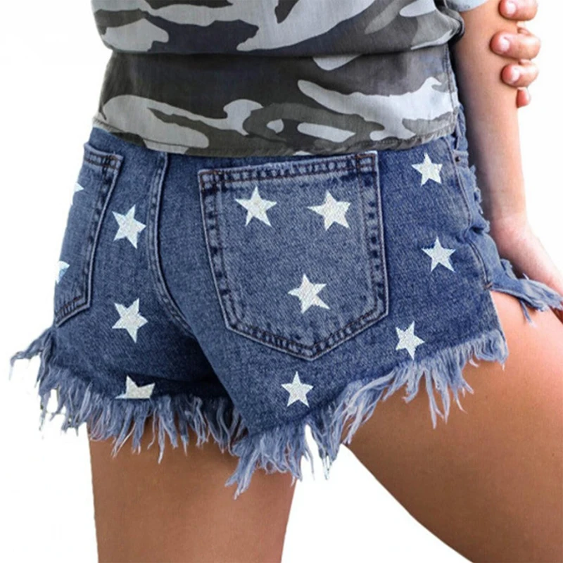 

Retro Slim Denim Shorts Women's Summer Outerwear High Waist Sports Casual Ripped Five-Fifth Pants Women's Loose Blue