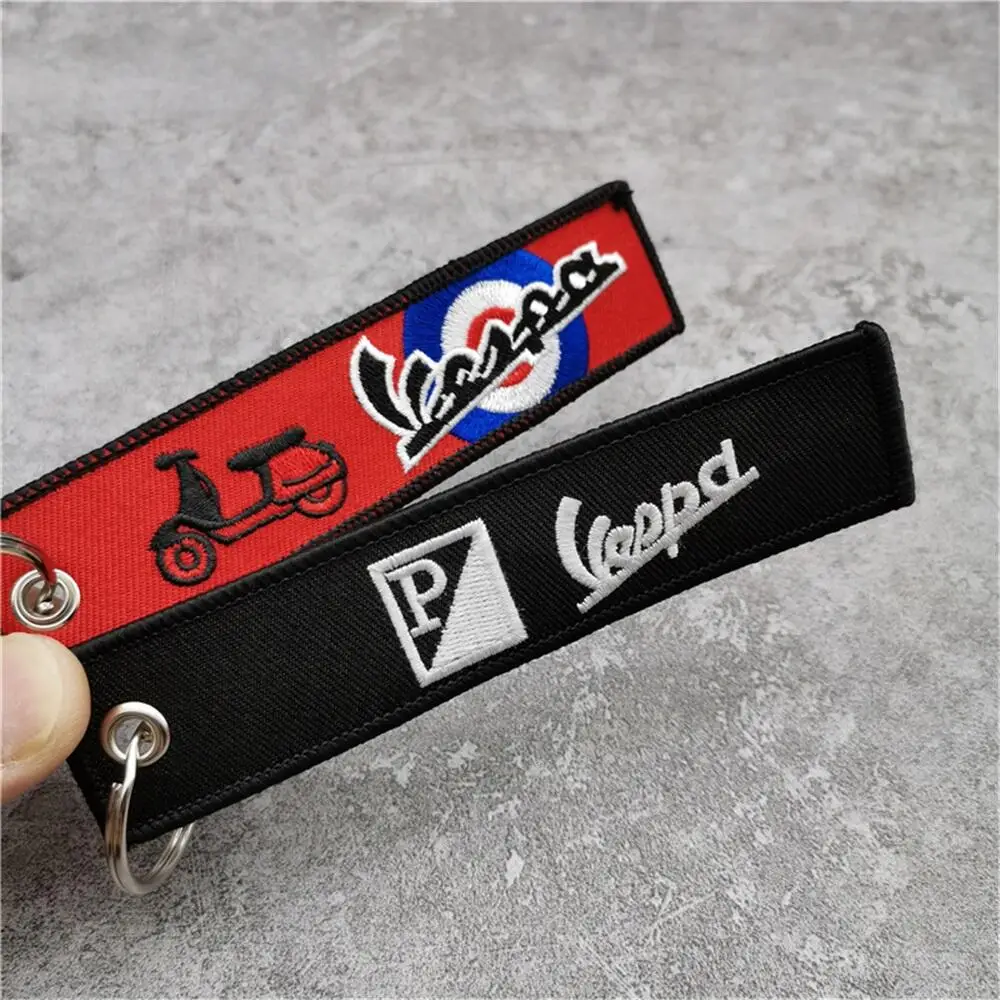 Motorcycle Keychain Embroidery Keyring Keyfob Key Chain For Piaggio VESPA GTS300 Sprint Primavera Super GTV LX PX ET Key Holder
