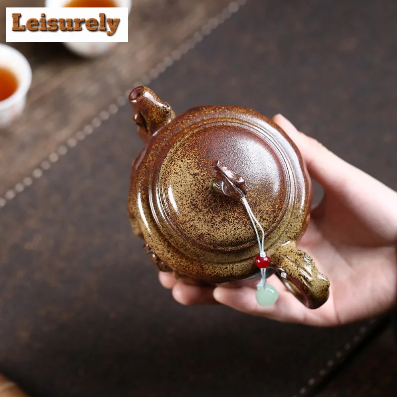 320ml Ancient Yixing Purple Clay Teapots Handmade Bodhidharma Pot Raw Ore Wood-fired Porcelain Mud Kettle Chinese Zisha Tea Set