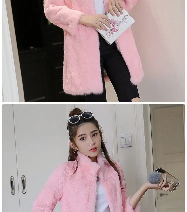 Winter Outdoor Women's Cold Coat Top Rabbit Fur Jackets Warm 100% Genuine Rabbit Fur Coats Lady Natural Quality Real Fur Coat