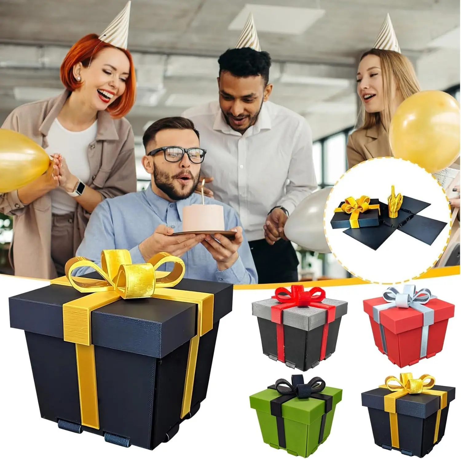 8cm Middle Finger in a Box,Middle Finger Surprise Gift Box,Annoying Gift Box,Spoof Hand Prank Pop up Gift,Christmas Novelty Gift 3