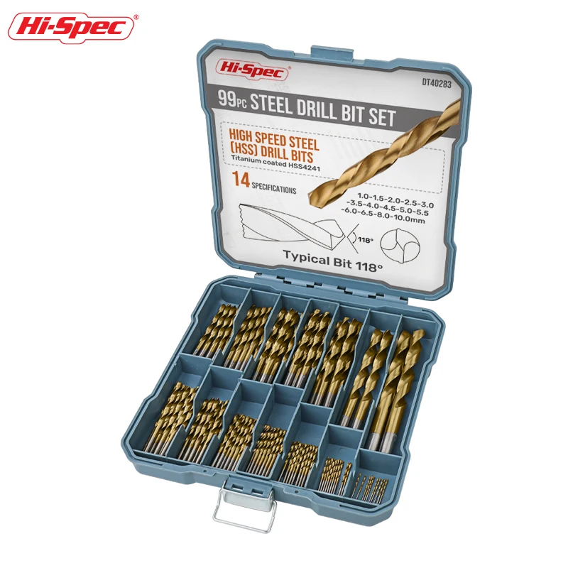 99 pièces-130 pièces jeu de forets à métaux titane HSS foret en acier foret de maçonnerie et travail du bois ensemble de forets d'hydrocement outil à main