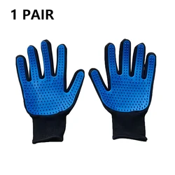 Pet Hair Removal & Grooming Massage Glove (Blue 1 Pair)