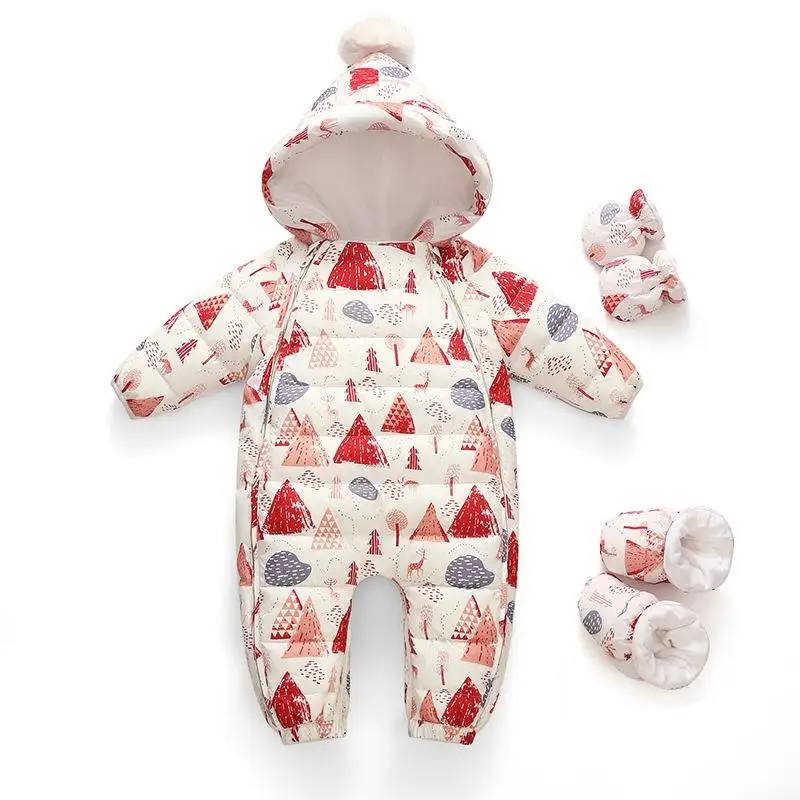 Newborn Winter Down Overall For Children Infant Thicken Clothes Baby Hooded Clothes Babies Girls Clothing Toddler Rompers