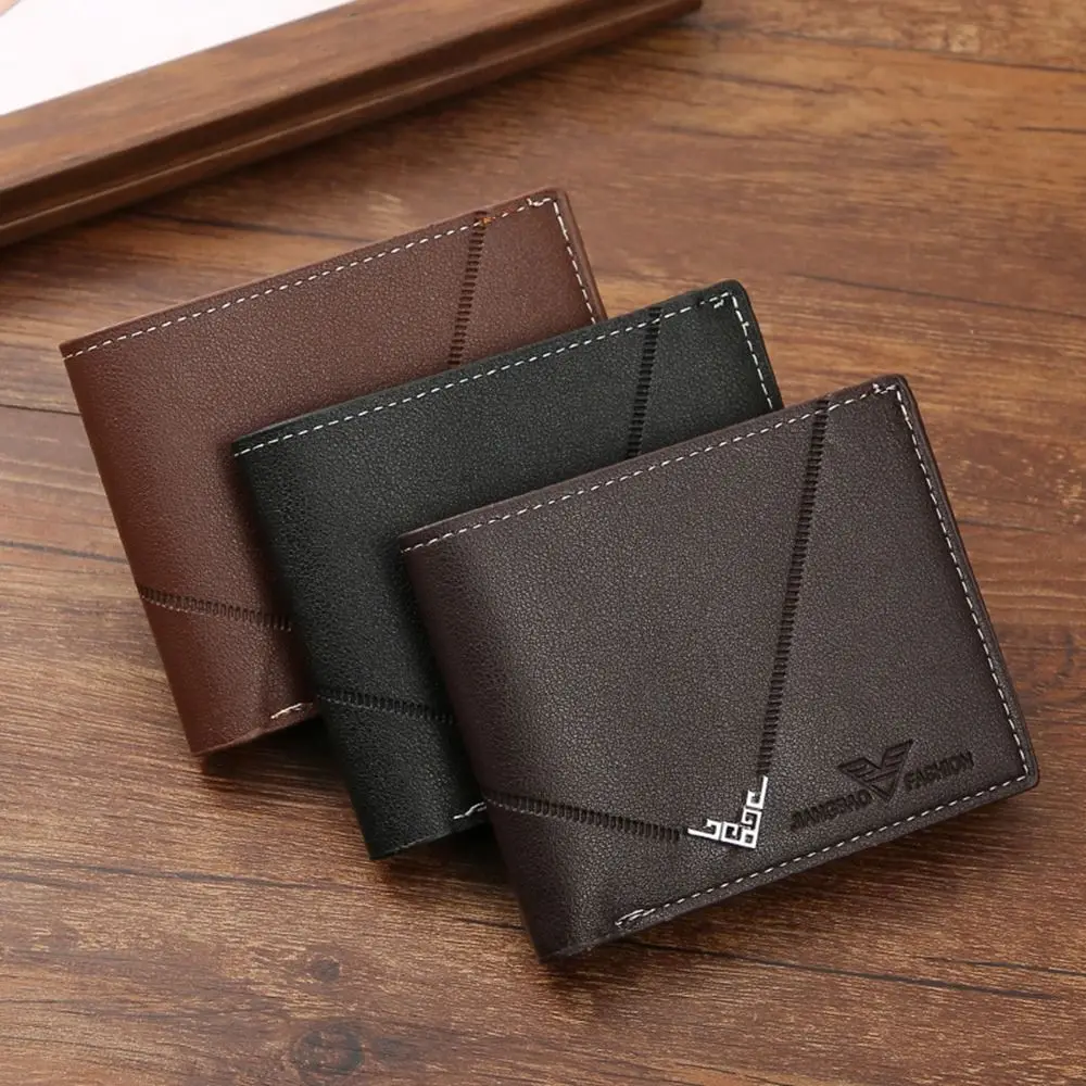New PU Leather Short Wallet Multi-card Slot Large-capacity Card Bag High Quality Folding Money Bag Men