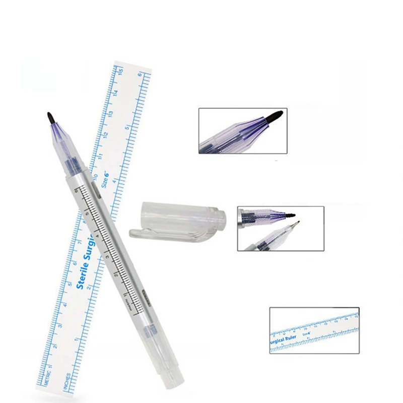 Double head Surgical Eyebrow Tattoo Skin Marker Pen Tool Accessories Tattoo Marker Pen Measuring Ruler Microblading