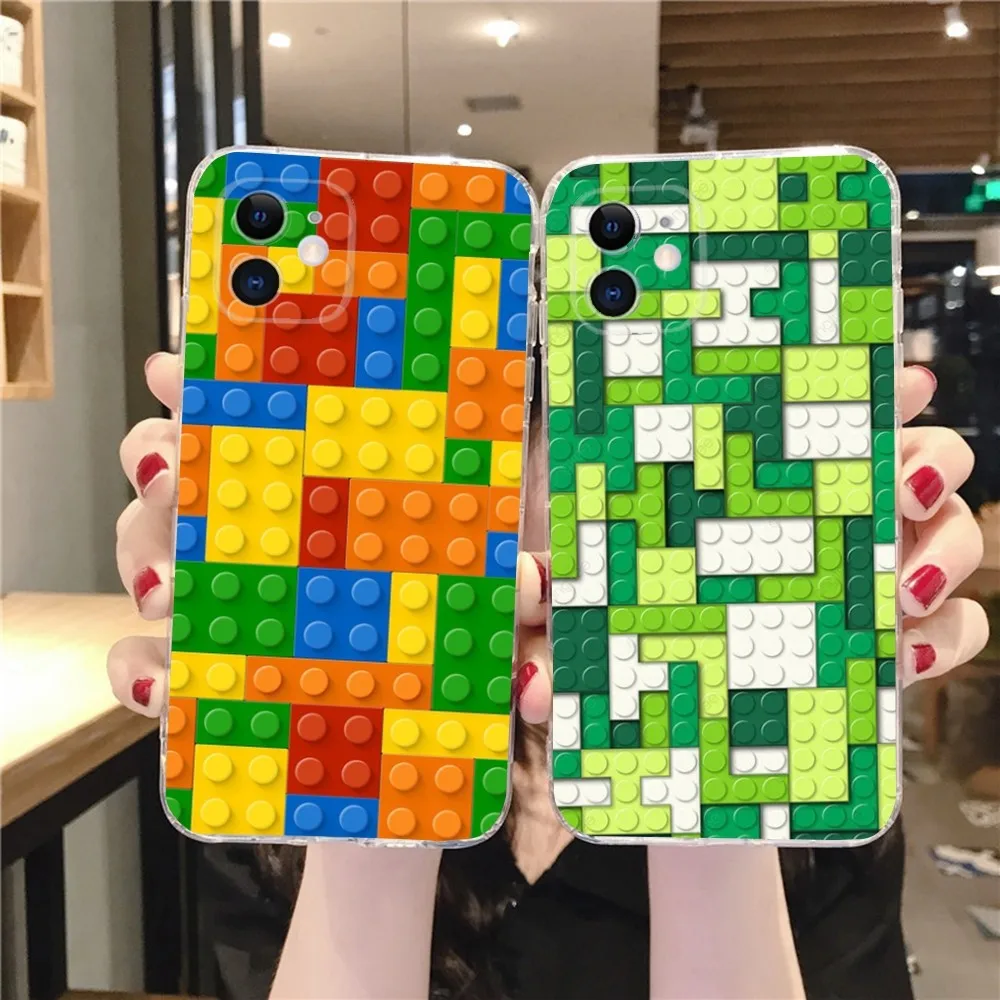 L-레고 B-브릭 배경 전화 케이스, 아이폰 12,13, 미니, 11,15, 프로, MAX,XR,XS,7,X,SE,8,14 플러스용, 투명 소프트 커버