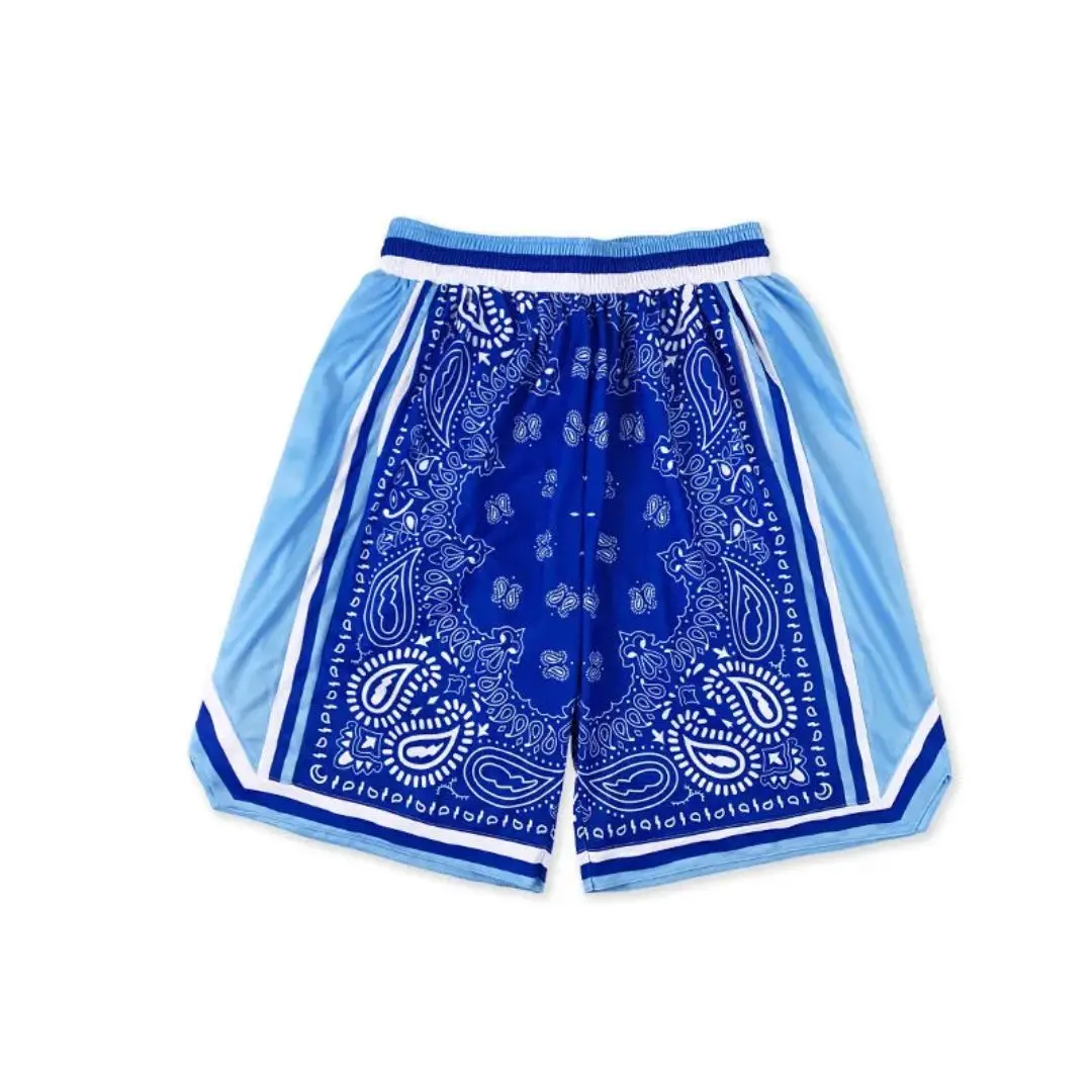 New Summer NBA star style cashew flower Mesh Short Classic Floral Printed Gym Shorts Men's Gym Basketball Sports Beach Shorts 5