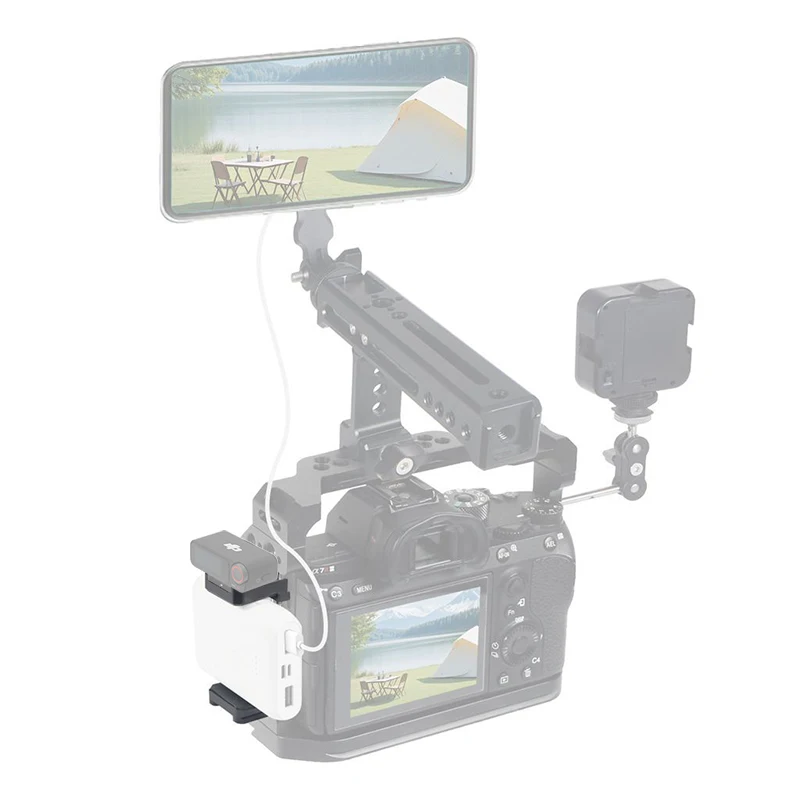 휴대폰 보조배터리 클램프 클립 SSD 브래킷, DSLR 카메라용 DJI 마이크 1/2 콜드 슈 포함, 53-83mm 보조배터리 거치대