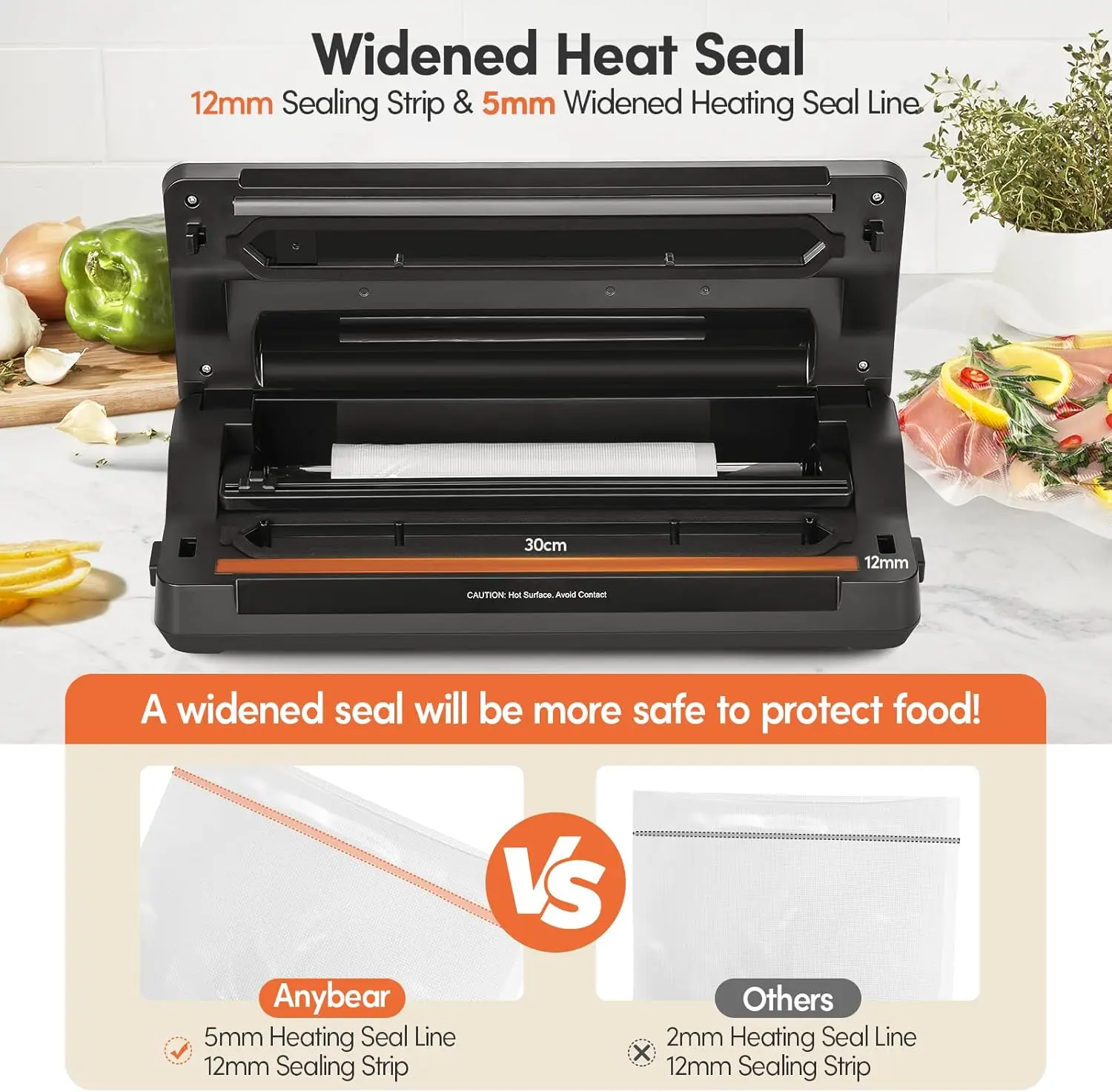 Sealer Machine Powerful Wide Seal Food Sealer with Bags Storage and Build-in Cutter 4
